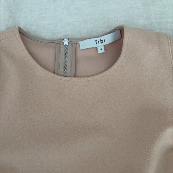 TIBI Structured Crepe Sculpted Shoulder Top - Size 4 - Nude - EUC - Picture 2 of 4
